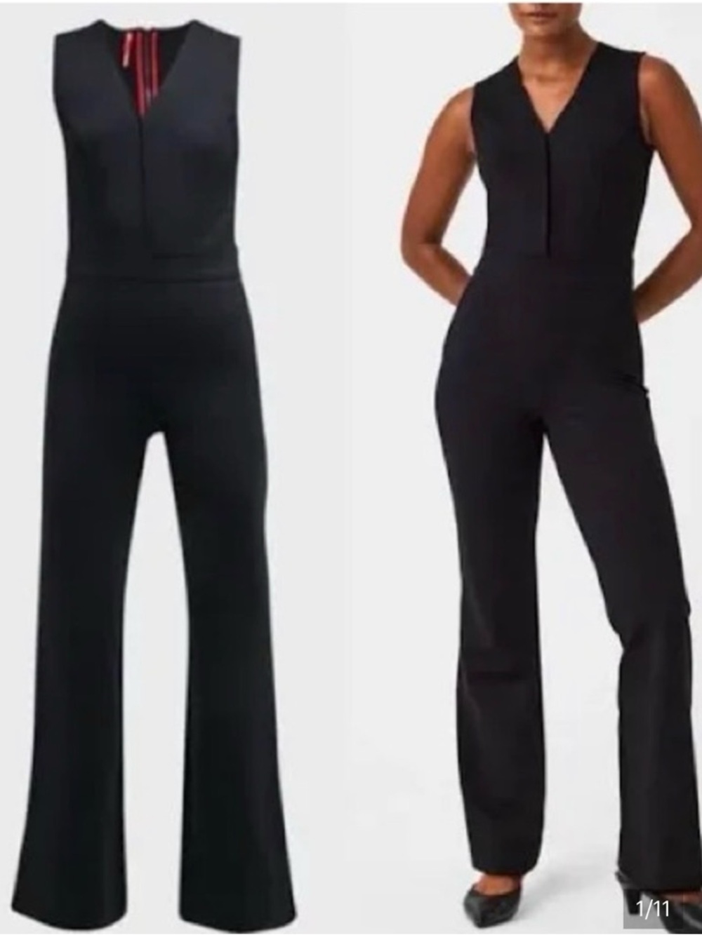 Spanx Black V-Neck Sleeveless Jumpsuit